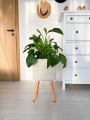  Osłonka doniczkowa z włókna ceramicznego  na drewnianych nogach  30cm-57h , Ecolite retro, 88.049.30, kolor szary - 3