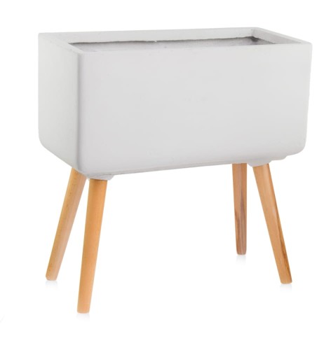  Osłonka doniczkowa z włókna ceramicznego  na drewnianych nogach  50x24cm-51h , Ecolite retro, 88.050.50, kolor szary