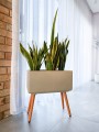  Osłonka doniczkowa z włókna ceramicznego  na drewnianych nogach  50x24cm-51h , Ecolite retro, 88.050.50, kolor szary - 4