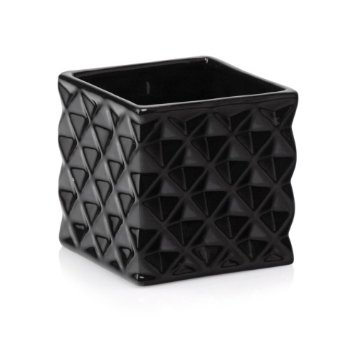  Osłonka doniczkowa z ceramiki szkliwionej  14cm-14h , Piano, 05.351.14, kolor czarny