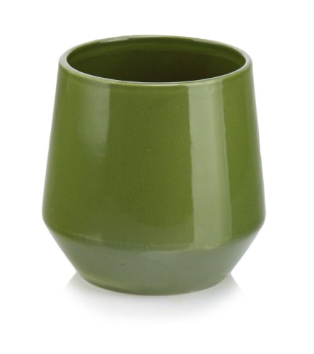  Osłonka doniczkowa z ceramiki szkliwionej  15cm-15h , Barcelona, 03.104.15, kolor zielony ciemny