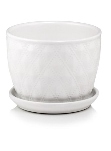  Donica z ceramiki szkliwionej 17cm-13h , Déco, 15.011.17, kolor biały