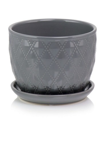 Donica z ceramiki szkliwionej 17cm-13h , Déco, 15.013.17, kolor szary
