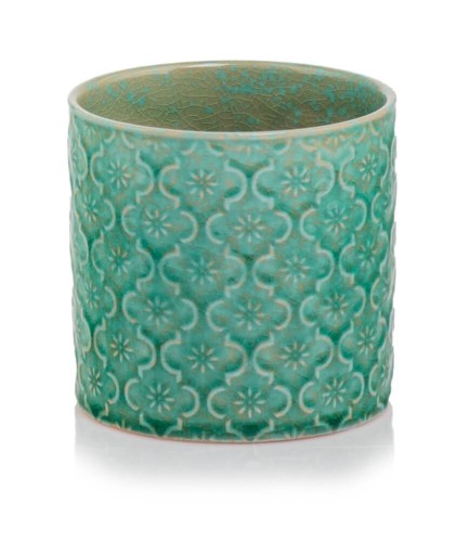  Osłonka doniczkowa z ceramiki szkliwionej , Vintage, 07.103.23 b, kolor turkusowy