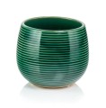  Osłonka doniczkowa z ceramiki szkliwionej  15cm-13h , Vintage, 07.141.15, kolor turkusowy - 1