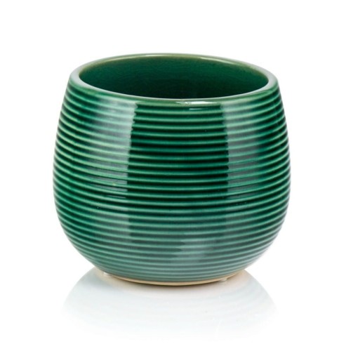  Osłonka doniczkowa z ceramiki szkliwionej  15cm-13h , Vintage, 07.141.15, kolor turkusowy
