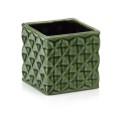  Osłonka doniczkowa z ceramiki szkliwionej  14cm-13h , Vintage, 05.352.14, kolor zielony - 1