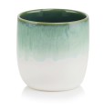 Osłonka doniczkowa z ceramiki szkliwionej  13cm-13h , Vintage, 31.154.13, kolor biały, jasny zielony - 1
