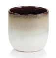  Osłonka doniczkowa z ceramiki szkliwionej  13cm-13h , Vintage, 31.156.13, kolor biały, jasny brązowy - 1