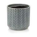  Osłonka doniczkowa z ceramiki szkliwionej  14cm-13h , Vintage, 05.355.14, kolor szary - 1