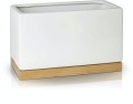  Donica ceramiczna na drewnianej podstawie 26x14cm-14h , Barcelona, 02.677.26, kolor biały - 1