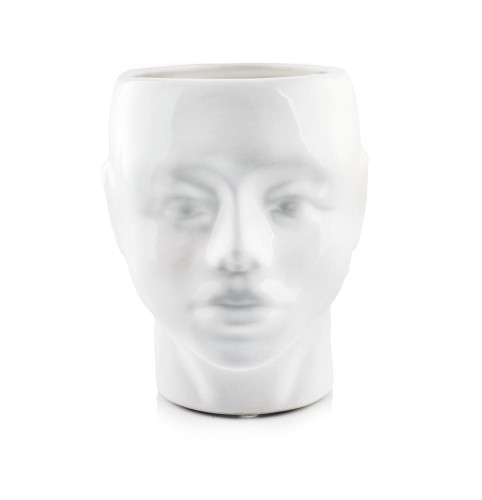  Donica ceramiczna 15x13cm-20h , Barcelona, Raj głowa - biała, kolor biały