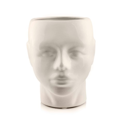  Donica ceramiczna 15x13cm-20h , Barcelona, Raj głowa - kremowa, kolor kremowy