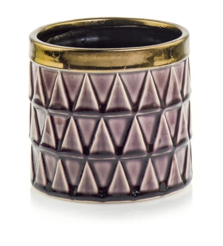 Donica ceramiczna 14cm-14h , Vintage, 09.124.14, kolor fioletowy & złoty