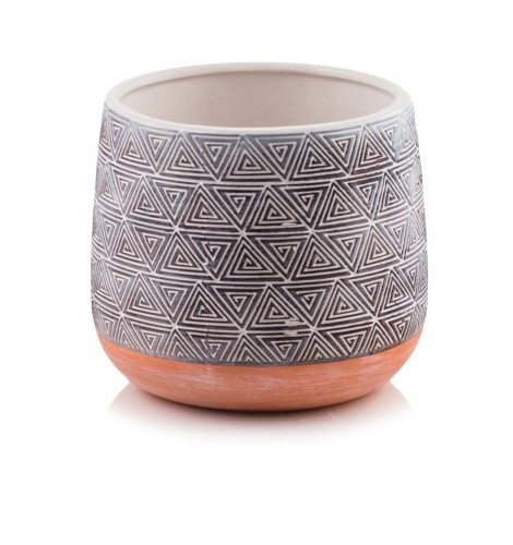  Donica ceramiczna 15cm-13h , Vintage, 05.184.15, kolor szary & brązowy