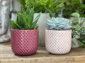  Donica ceramiczna 14cm-13h , Vintage, 05.279.14, kolor ciemny różowy - 2