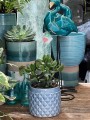  Donica ceramiczna 15cm-13h , Vintage, 05.284.15, kolor niebieski - 3