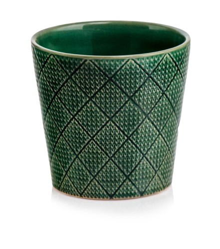  Donica ceramiczna 14cm-13h , Vintage, 07.115.14, kolor ciemny turkusowy