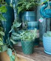  Donica ceramiczna 14cm-13h , Vintage, 07.115.14, kolor ciemny turkusowy - 2