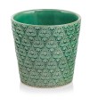  Donica ceramiczna 14cm-13h , Vintage, 07.116.14, kolor turkusowy - 1
