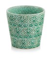  Donica ceramiczna 14cm-13h , Vintage, 07.117.14, kolor turkusowy - 1