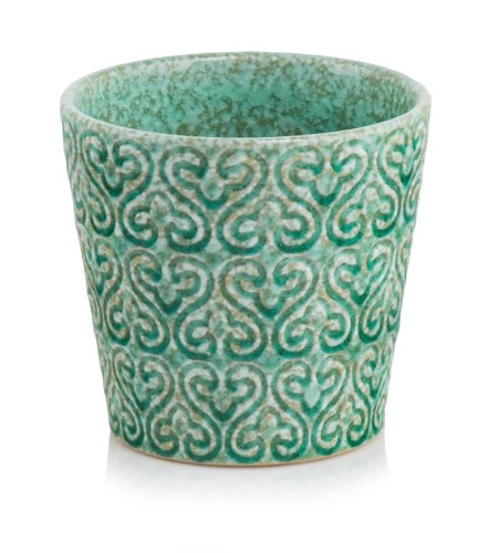  Donica ceramiczna 14cm-13h , Vintage, 07.117.14, kolor turkusowy