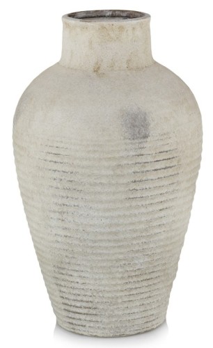   Keiko   wazon ceramiczny  , Domowe ogrody, 940.045.33, kolor postarzana biel z szaro-beżowymi przetarciami