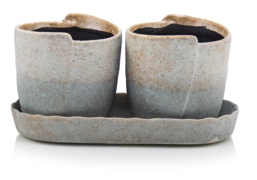   Calida dual   doniczki  25x11cm-11h , Domowe ogrody, 926.006.25, kolor krem z szarością